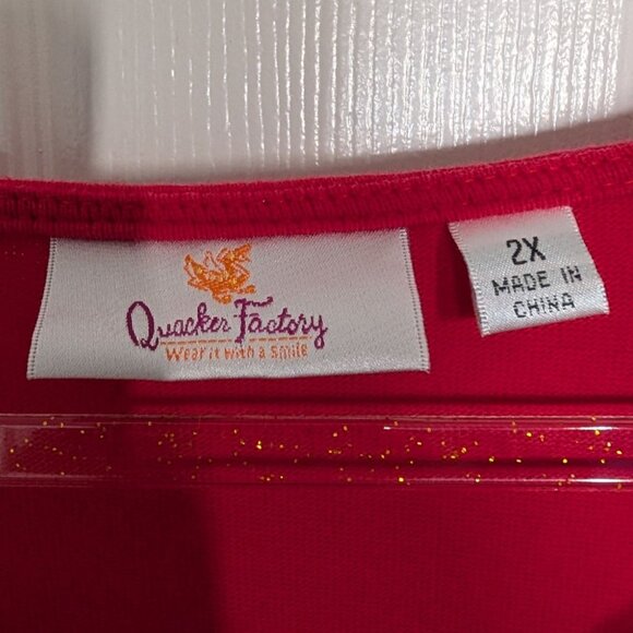 The Quacker Factory Beaded Beach Lighthouse Shirt Womens Size 2X Red Nautical - Picture 5 of 11